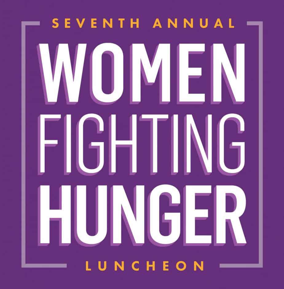 Women Fighting Hunger in white on a purple background