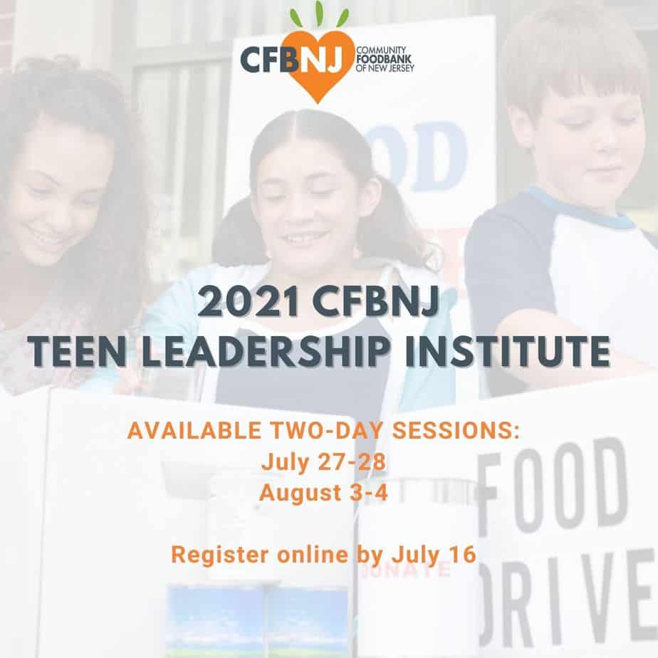 Website header with session dates for CFBNJ Teen Leadership Program